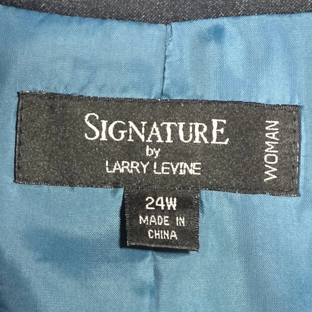 Signature By Larry Levine Womens 24W Blue Denim Look Lined Jacket Blazer
